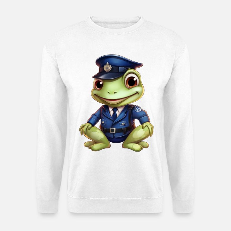 Frosch Polizist - Unisex Pullover - Weiß