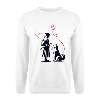 Hundehalstuch Akita Samurai Roter Faden - Unisex Pullover - Weiß - Vorne