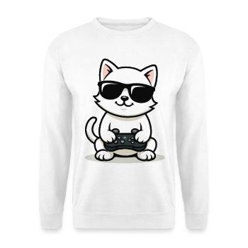Gamer Cat Coolness - Unisex Pullover - Weiß - Vorne
