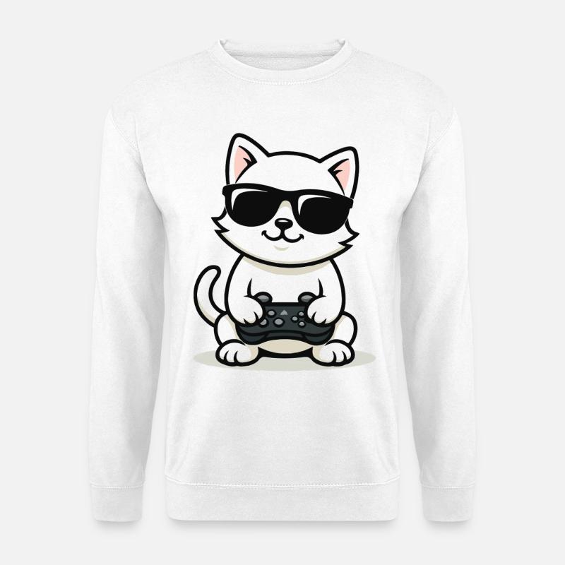 Gamer Cat Coolness - Unisex Pullover - Weiß