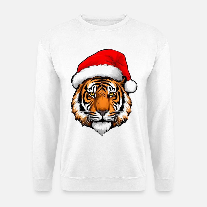 Weihnachtsmann Tiger - Unisex Pullover - Weiß