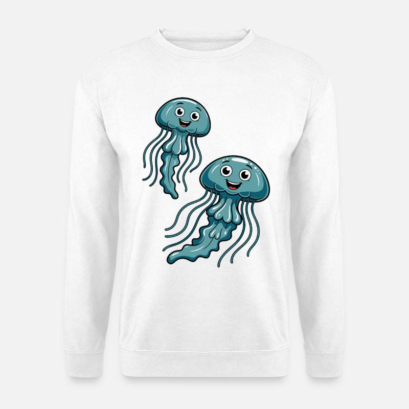 Quirliges Quallenduo - Unisex Pullover - Weiß