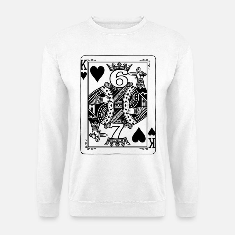 Herz König 67 Six Seven - Spielkarte Meme - Unisex Pullover - Weiß