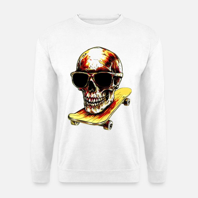 Skull Skateboarder - Unisex sweater - hvid