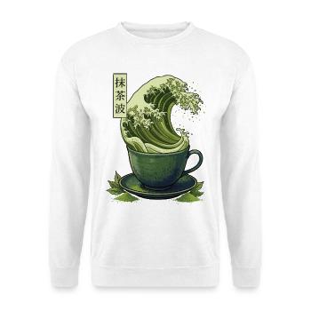 Matcha Wave Shirt Japan Style Tee Design - Unisex Pullover - Weiß - Vorne