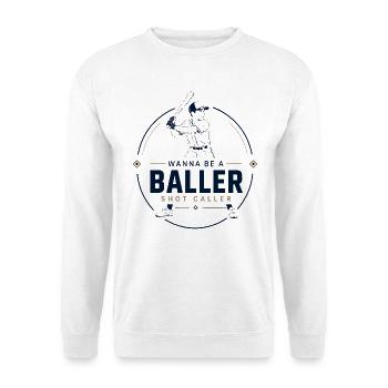 Baseball Baller: Retro-Sportstil - Unisex Pullover - Weiß - Vorne