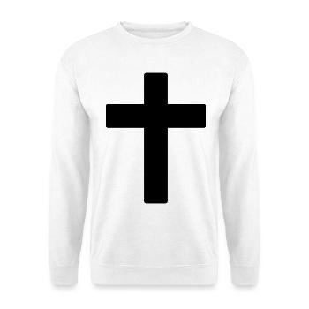 Kreuz - Unisex Pullover - Weiß - Vorne - Alina (178cm) & Michal (187cm)