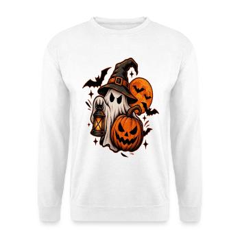 Spukhaftes Halloween Design - Unisex Pullover - Weiß - Vorne - Alina (178cm) & Michal (187cm)