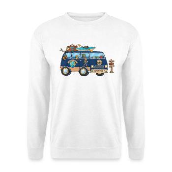 Abenteuer Weltreise Camper Wohnmobil - Unisex Pullover - Weiß - Vorne - Alina (178cm) & Michal (187cm)