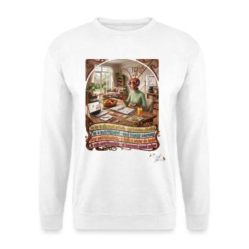 Heuschrecke JOGUE Ernährungsberaterin 4 Sprachen - Unisex Pullover - Weiß - Vorne - Alina (178cm) & Michal (187cm)