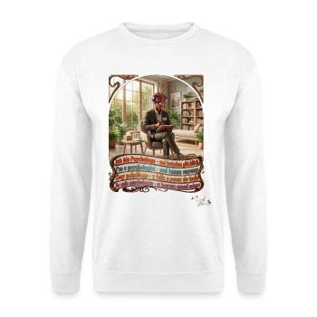 Heuschrecke JOGUE Psychologe in 4 Sprachen Pop Art - Unisex Pullover - Weiß - Vorne - Alina (178cm) & Michal (187cm)