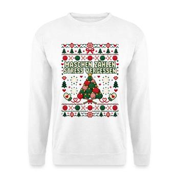 Maschen zählen Stress vergessen - Unisex Pullover - Weiß - Vorne - Alina (178cm) & Michal (187cm)