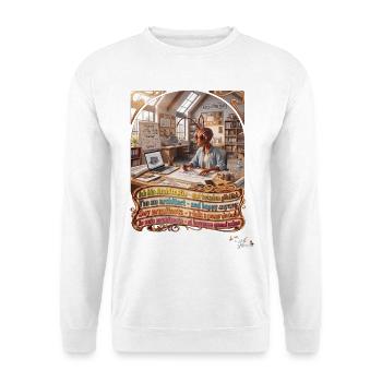 Heuschrecke JOGUE Architektin 4 Sprachen Pop Art - Unisex Pullover - Weiß - Vorne - Alina (178cm) & Michal (187cm)