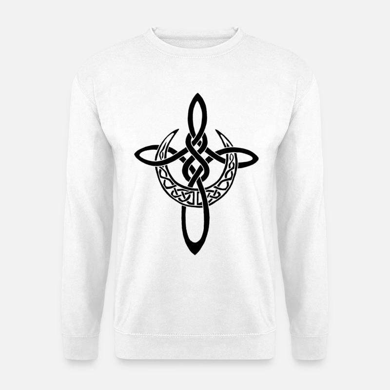 Schwarzes Mondkreuz - Unisex Pullover - Weiß