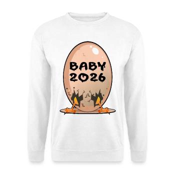 BABY verkünden, EIER 2026 - Unisex Pullover - Weiß - Vorne - Alina (178cm) & Michal (187cm)