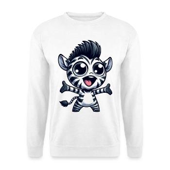 Fröhliches Zebra mit offenen Armen herzlich - Unisex Pullover - Weiß - Vorne