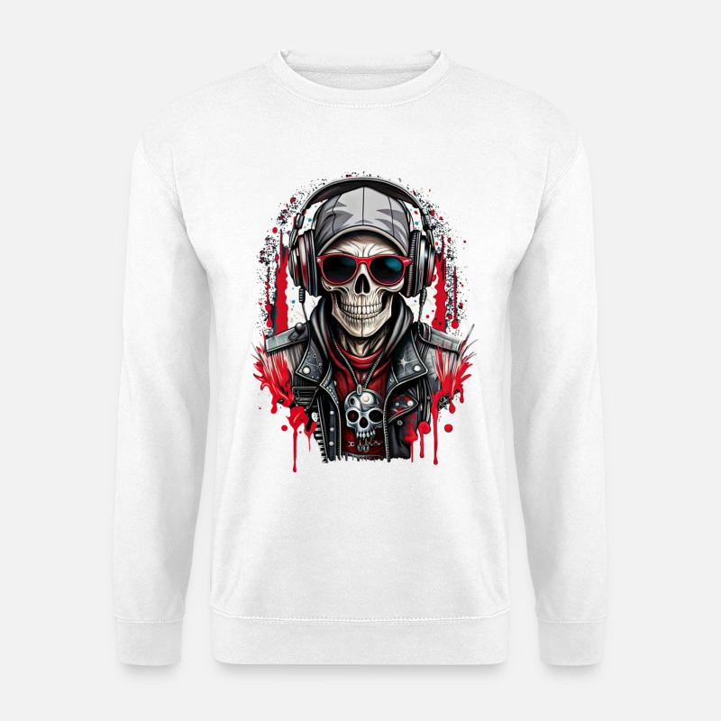 Skull Kopfhörer & Skull Rock Schwimmbrille - Unisex Pullover - Weiß