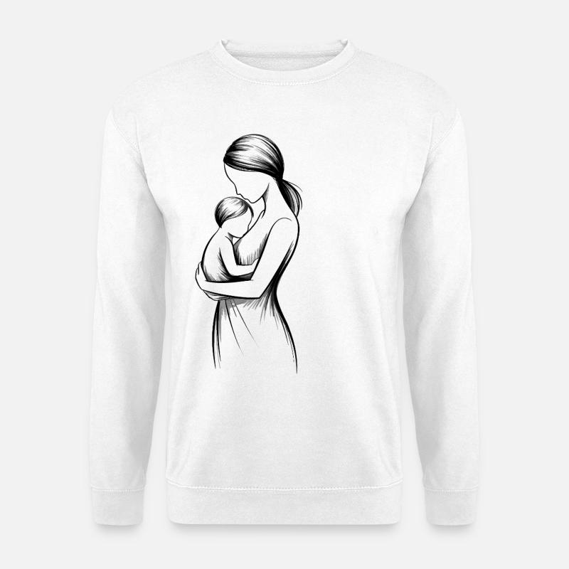 Schwarz-Weiß MutterKind Silhouette - Unisex Pullover - Weiß