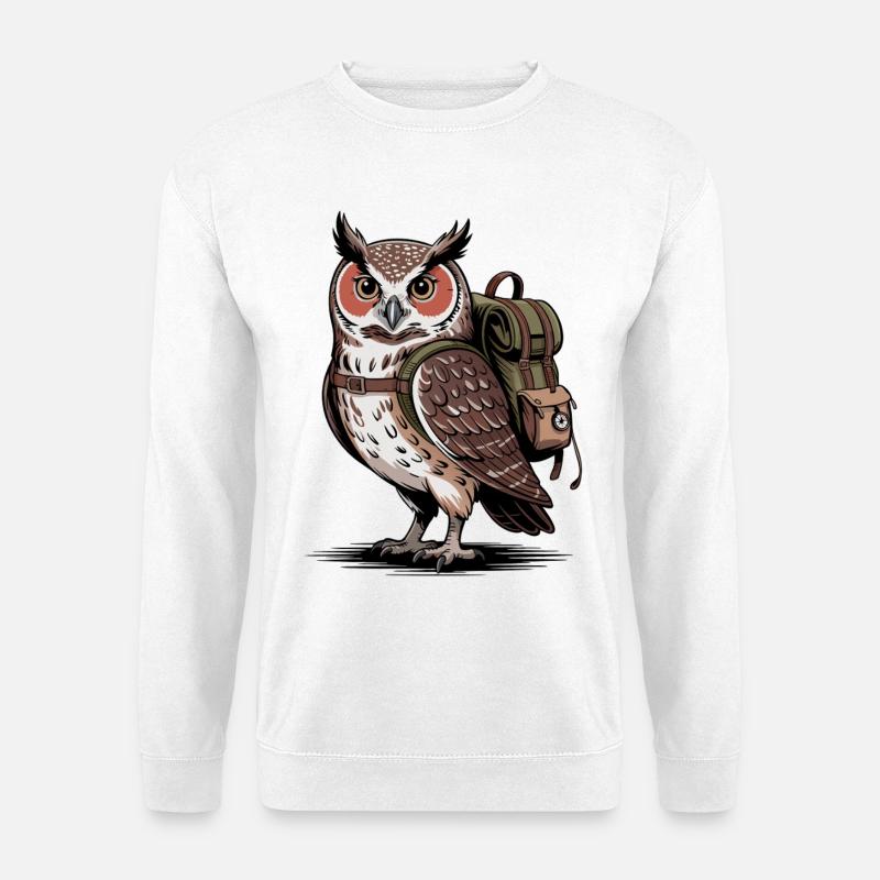 Eule mit Rucksack - Unisex Pullover - Weiß