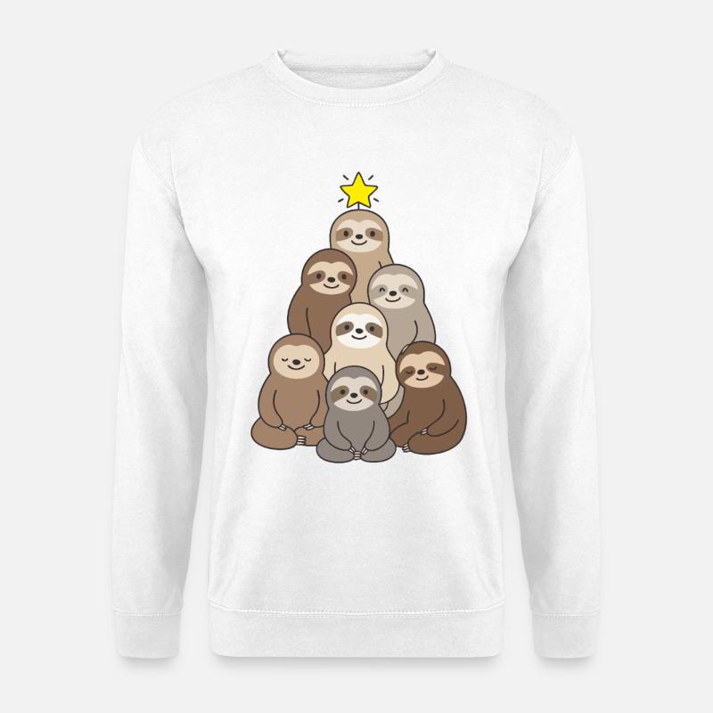 Süßer Faultier-Christbaum Weihnachten cutest - Unisex Pullover - Weiß