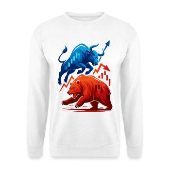 Stier gegen Bär Wall Street Börsenkampf Aktien - Unisex Pullover - Weiß - Vorne