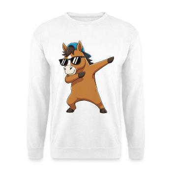 Cool Dabbing Horse Sunglasses Cartoon-Kunst - Unisex Pullover - Weiß - Vorne