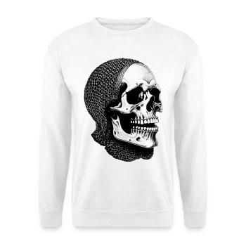 Schädel im Netzschal - Unisex Pullover - Weiß - Vorne