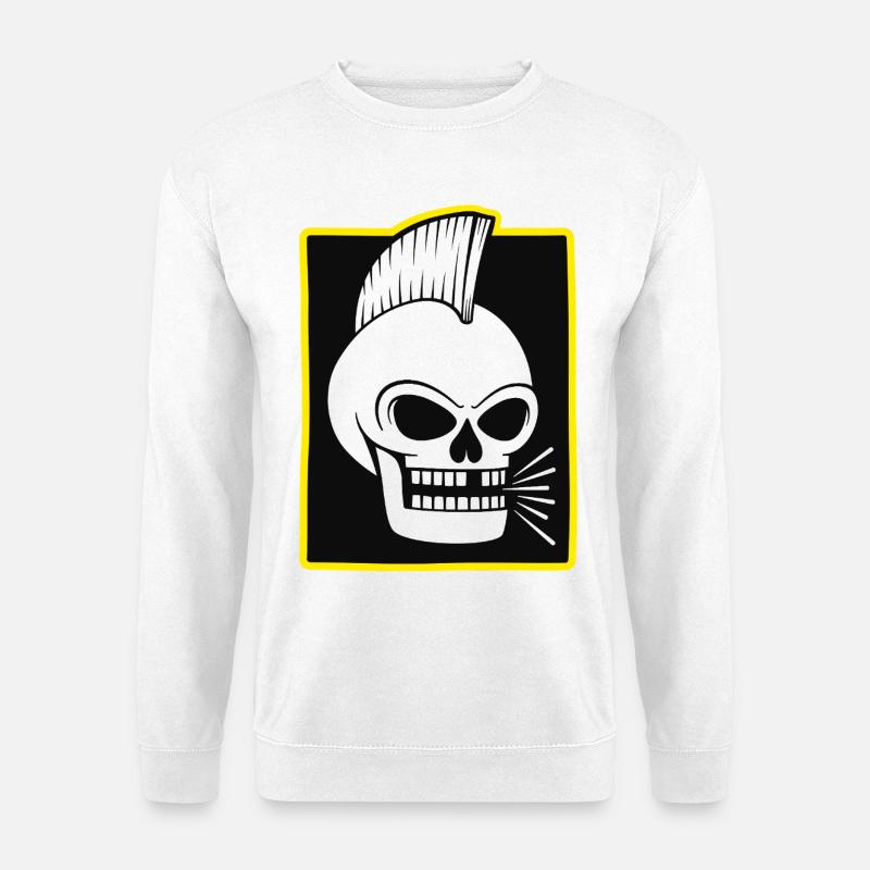 Punkrock-Schädel mit Irokesenschnitt - Unisex Pullover - Weiß