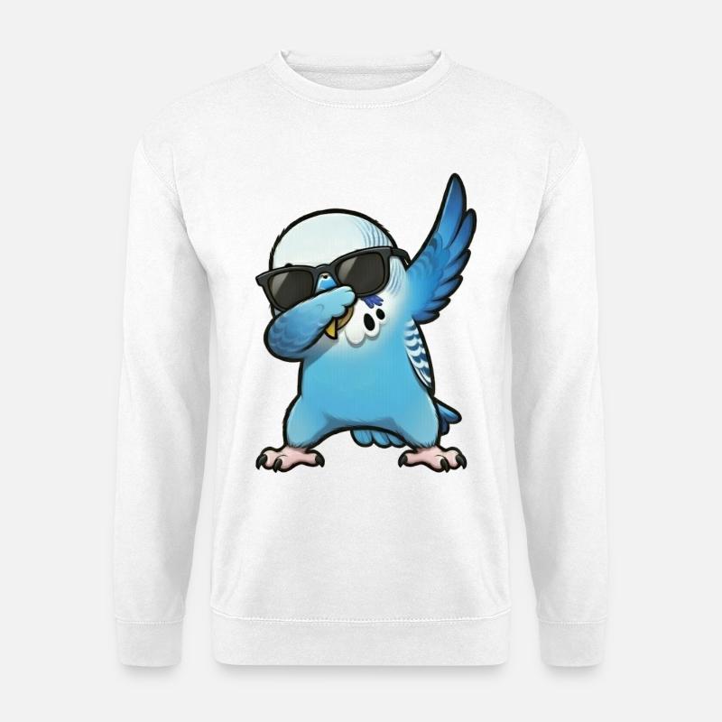 Dabbing Budgie Blue - Unisex Sweatshirt - white