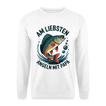 Angeln mit Papa – Vaterzeit - Unisex Pullover - Weiß - Vorne