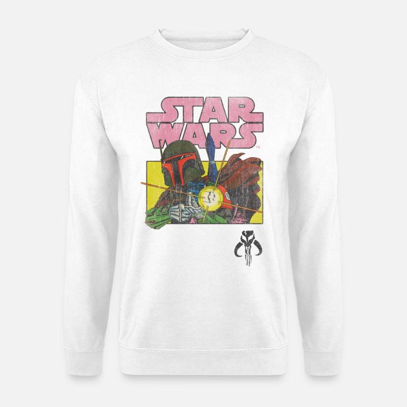 Star Wars: Mandalorian Retro Design Manalorianer - Unisex Pullover - Weiß