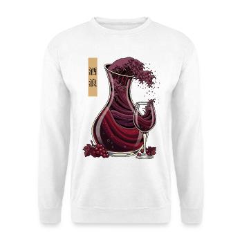 Wine Wave Shirt Japan Style Wein Design - Unisex Pullover - Weiß - Vorne