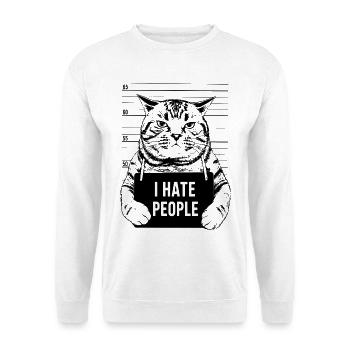 Cadeau pour chats amoureux Je déteste les gens - Sweat-shirt Unisexe - blanc - Devant