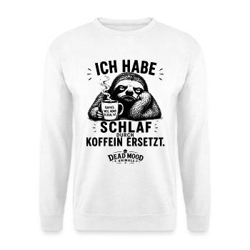 Müdes Faultier mit Kaffee | Lustiger Kaffee Spruch - Unisex Pullover - Weiß - Vorne