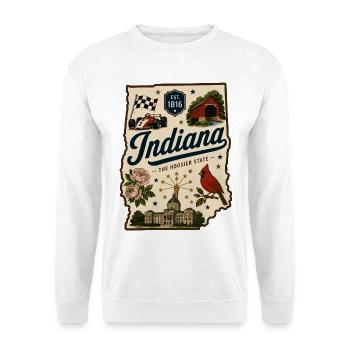 Indiana Hoosier State Vintage-Reiseaufkleber - Unisex Pullover - Weiß - Vorne