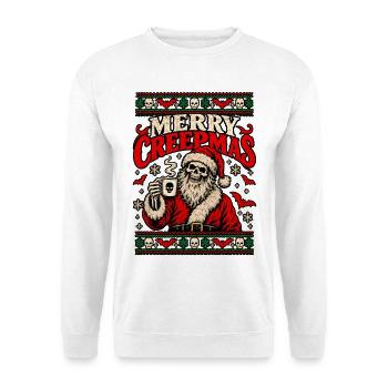 Merry Creepmas Skull Santa Tee - Unisex Pullover - Weiß - Vorne - Alina (178cm) & Michal (187cm)
