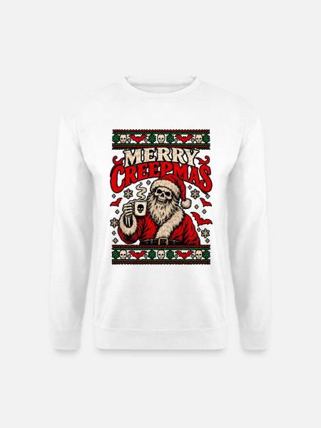 Merry Creepmas Skull Santa Tee - Unisex Pullover - Weiß