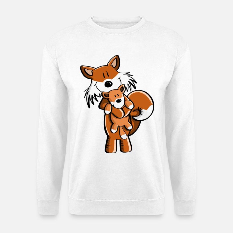 Fuchs mit Babyfuchs - Comic- Geschenk - Kinder - Unisex Pullover - Weiß