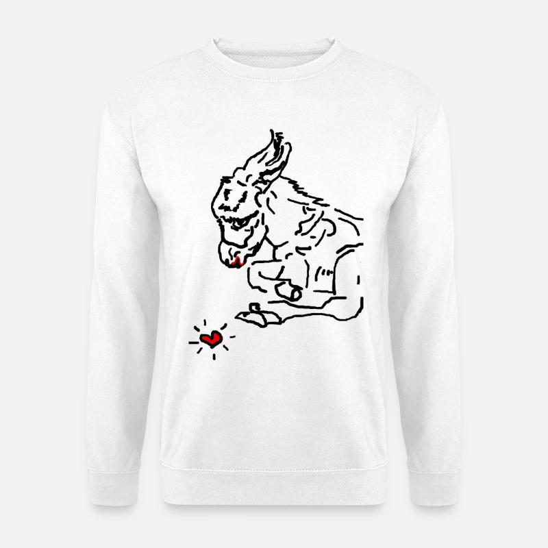 Esel Kopf Eselbaby Eselkind kleiner Esel Herz - Unisex Pullover - Weiß