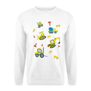 Baustellen Fahrzeuge - Unisex Pullover - Weiß - Vorne - Alina (178cm) & Michal (187cm)