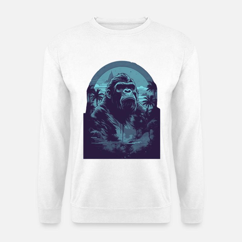 Blauer Gorrile - Unisex Pullover - Weiß