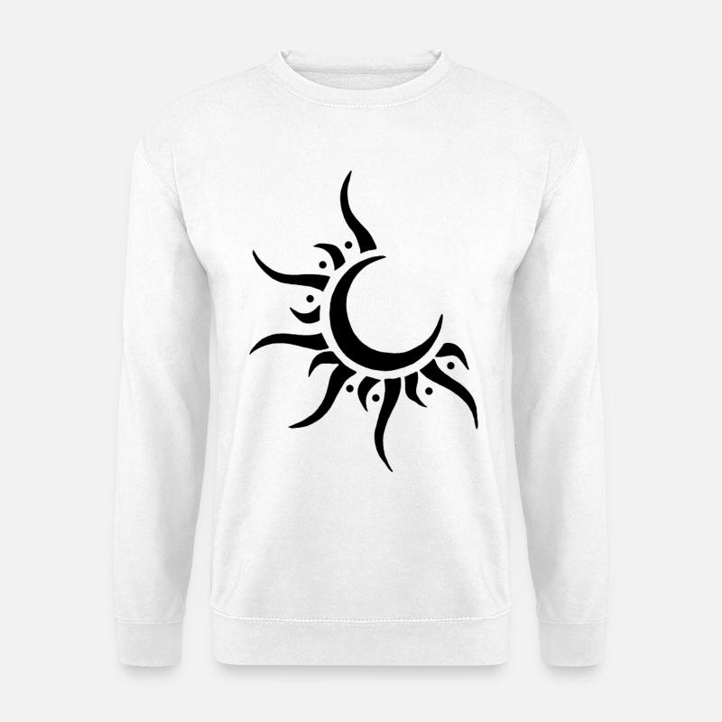Schwarze Sonne und Mond - Unisex Pullover - Weiß