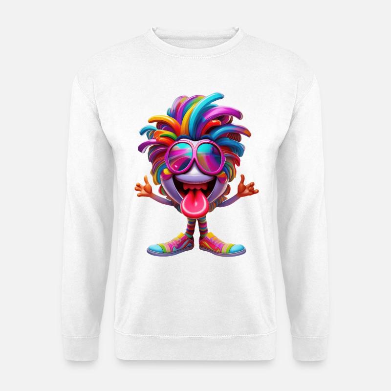 Nette, positive und wahnsinnige Zeichentrickfigur - Unisex Pullover - Weiß