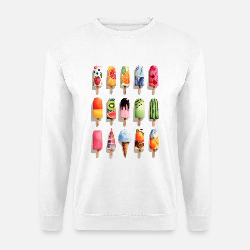 Bunte Eissorten  - Unisex Pullover - Weiß