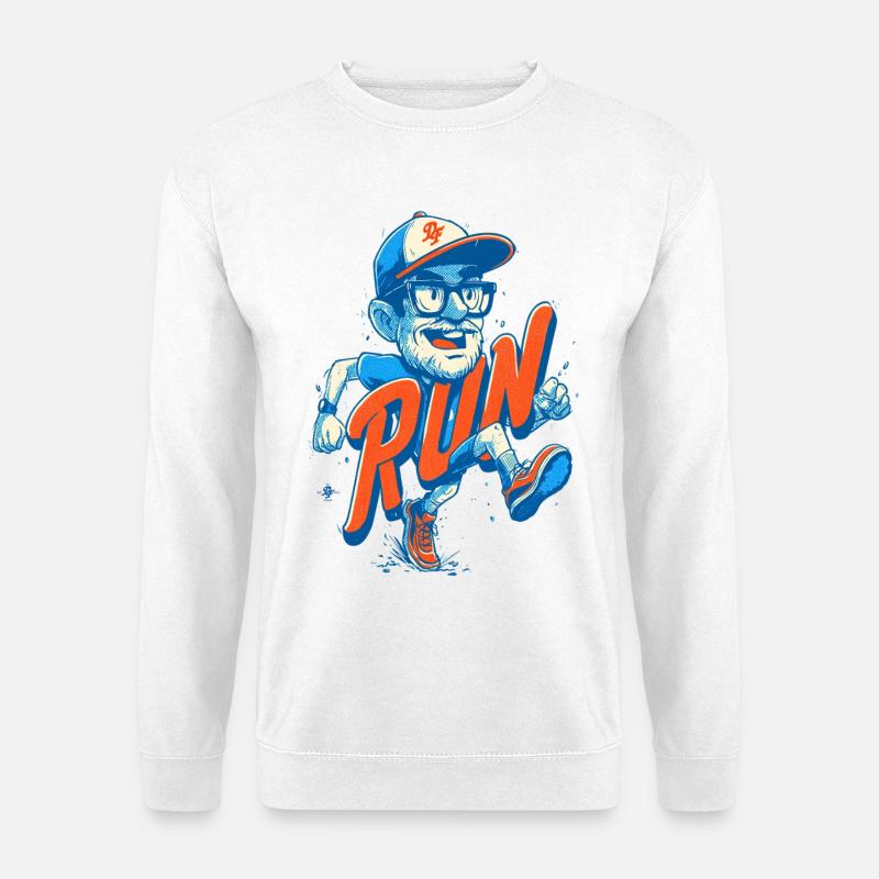 Lustiger Läufer mit RUN Schriftzug - Unisex Pullover - Weiß