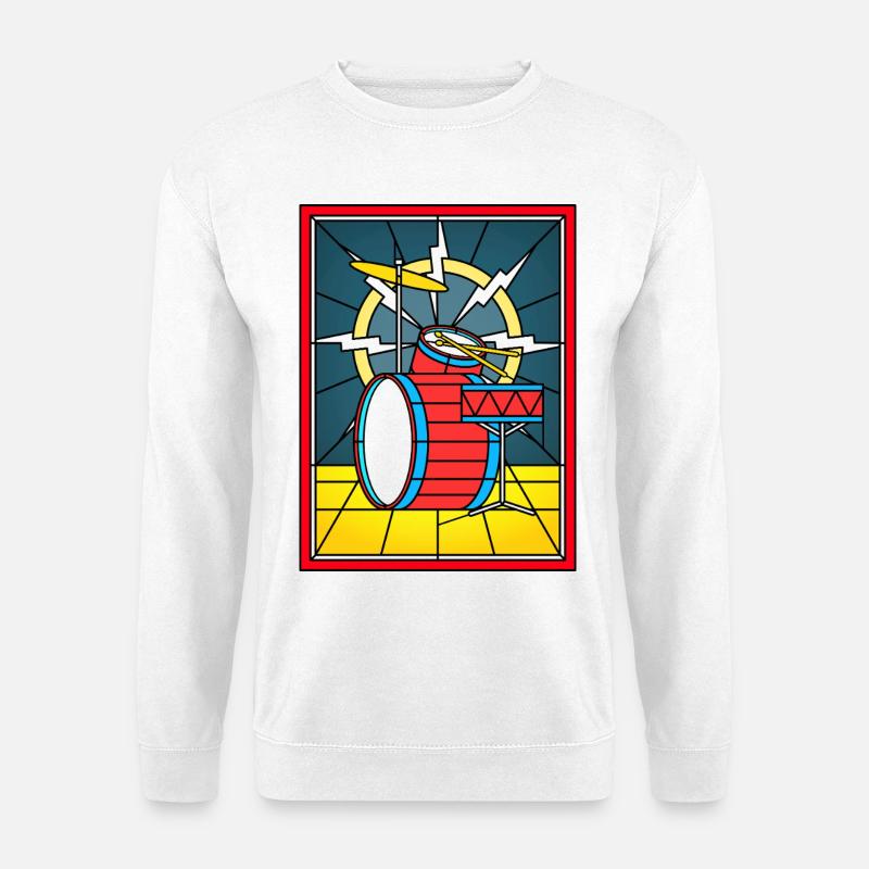 Schlagzeug aus Buntglas - Unisex Pullover - Weiß