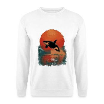 Orca Sprung im Sonnenuntergang - Unisex Pullover - Weiß - Vorne