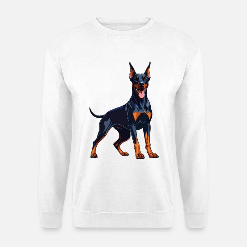 Starker Dobermann – Ausdrucksstarkes Dobie Design - Unisex Pullover - Weiß