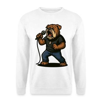 Chanteur de rock bouledogue avec art du microphone - Sweat-shirt Unisexe - blanc - Devant