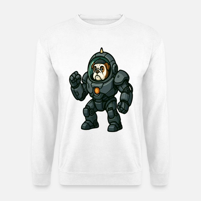 Bulldog-Pilot in schwerer Mech-Weltraumrüstung - Unisex Pullover - Weiß